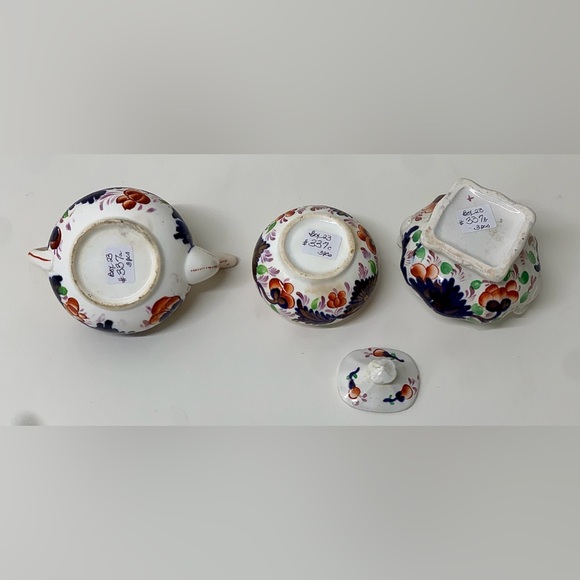 Antique Gaudy Welsh Grape Pattern Child’s Miniature Tea Set Pieces - Picture 6 of 16